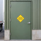 Yellow diamond trucks entering highway road sign sticker with warning text