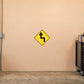 Yellow diamond road sign sticker with black up arrow and curved direction mark