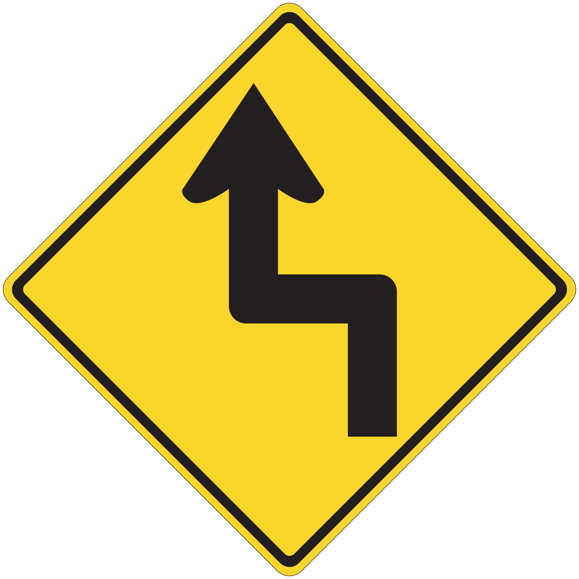 Yellow diamond road sign sticker with up and down arrows