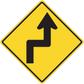 Road sign sticker: yellow diamond with black upward arrow