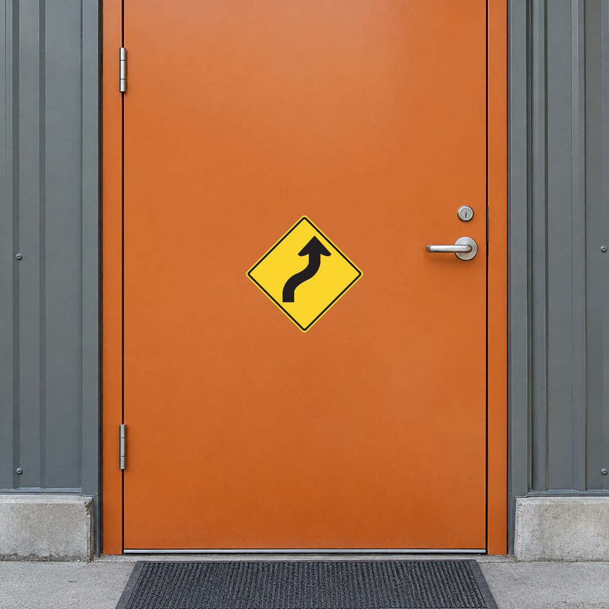 Road sign sticker: yellow diamond warning sign with black symbol