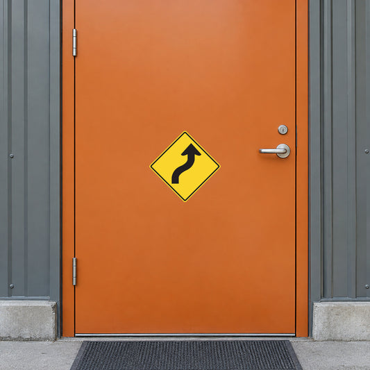 Road sign sticker: yellow diamond warning sign with black symbol