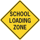 School Loading Zone road sign sticker, yellow diamond with black text