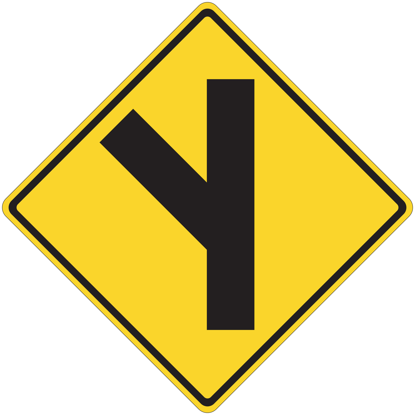 Yellow diamond road sign sticker with black vertical bar symbol