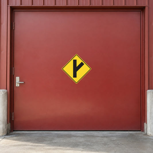 Yellow diamond road sign sticker with black downward arrow