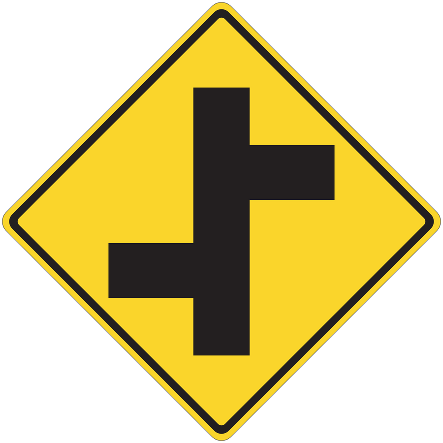 Yellow diamond road sign sticker with black arrow cross symbol