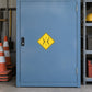 Yellow diamond road sign sticker with road divider symbol