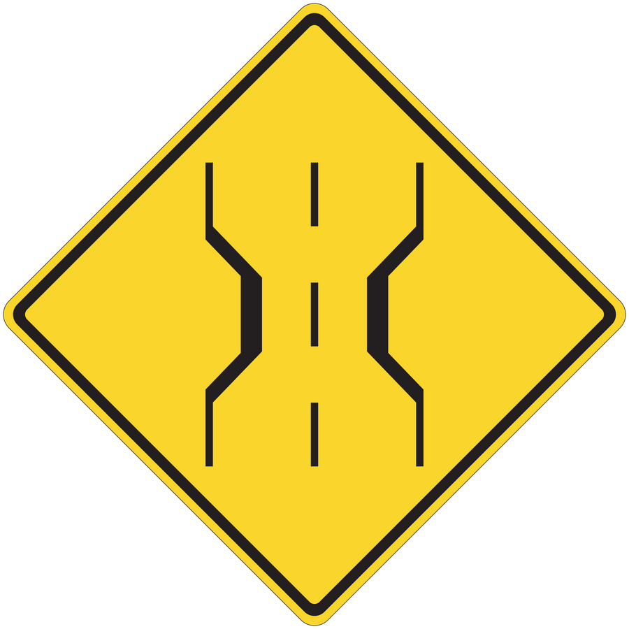 Yellow diamond road sign sticker with black hazard symbol