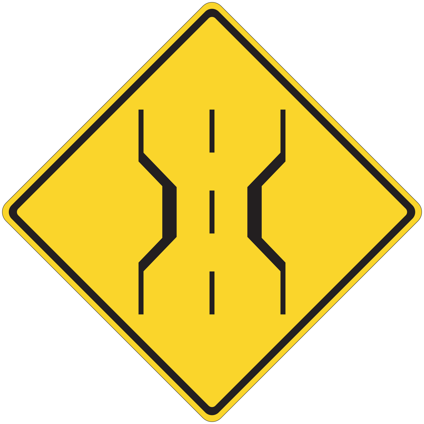 Yellow diamond road sign sticker with black hazard symbol