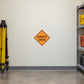 Survey crew road sign sticker, orange diamond with black text