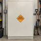 Road sign sticker: orange diamond 'OPEN TRENCH'