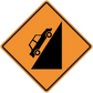 Orange road sign sticker: black border diamond with barrier and warning icon