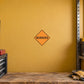 Road sign sticker with orange diamond and 'WORKERS' text