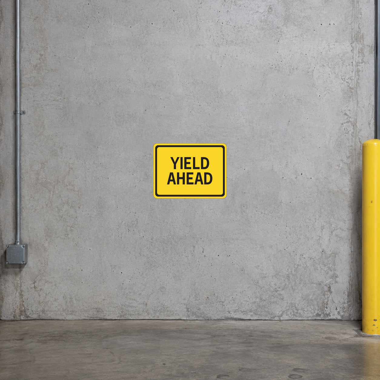 Yellow "Yield Ahead" road sign sticker with black border