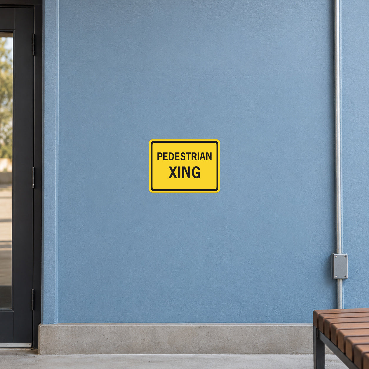 Pedestrian crossing road sign sticker: PEDESTRIAN XING