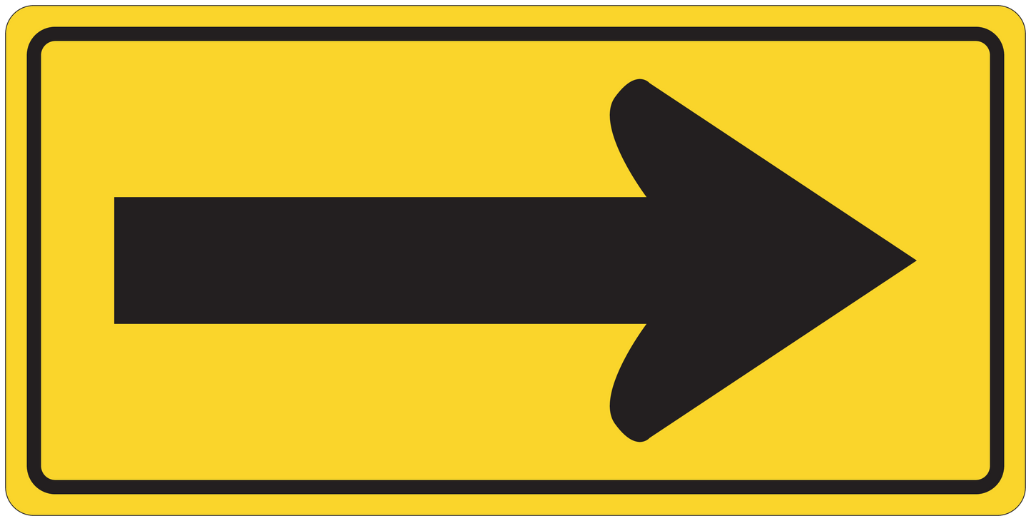 Road sign sticker with black right-pointing arrow on yellow background