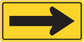 Road sign sticker with black right-pointing arrow on yellow background