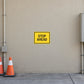 STOP AHEAD road sign sticker, yellow border with bold black text