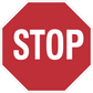 Red STOP road sign sticker with white octagon border and large STOP lettering