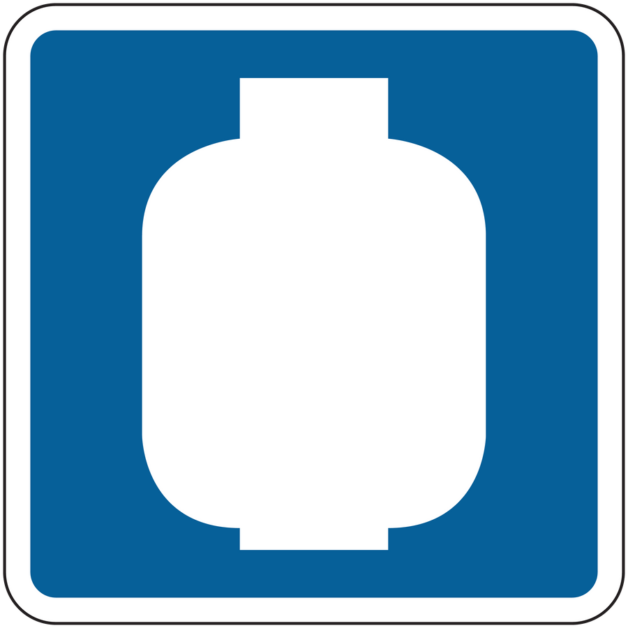Blue square road sign sticker with white icon