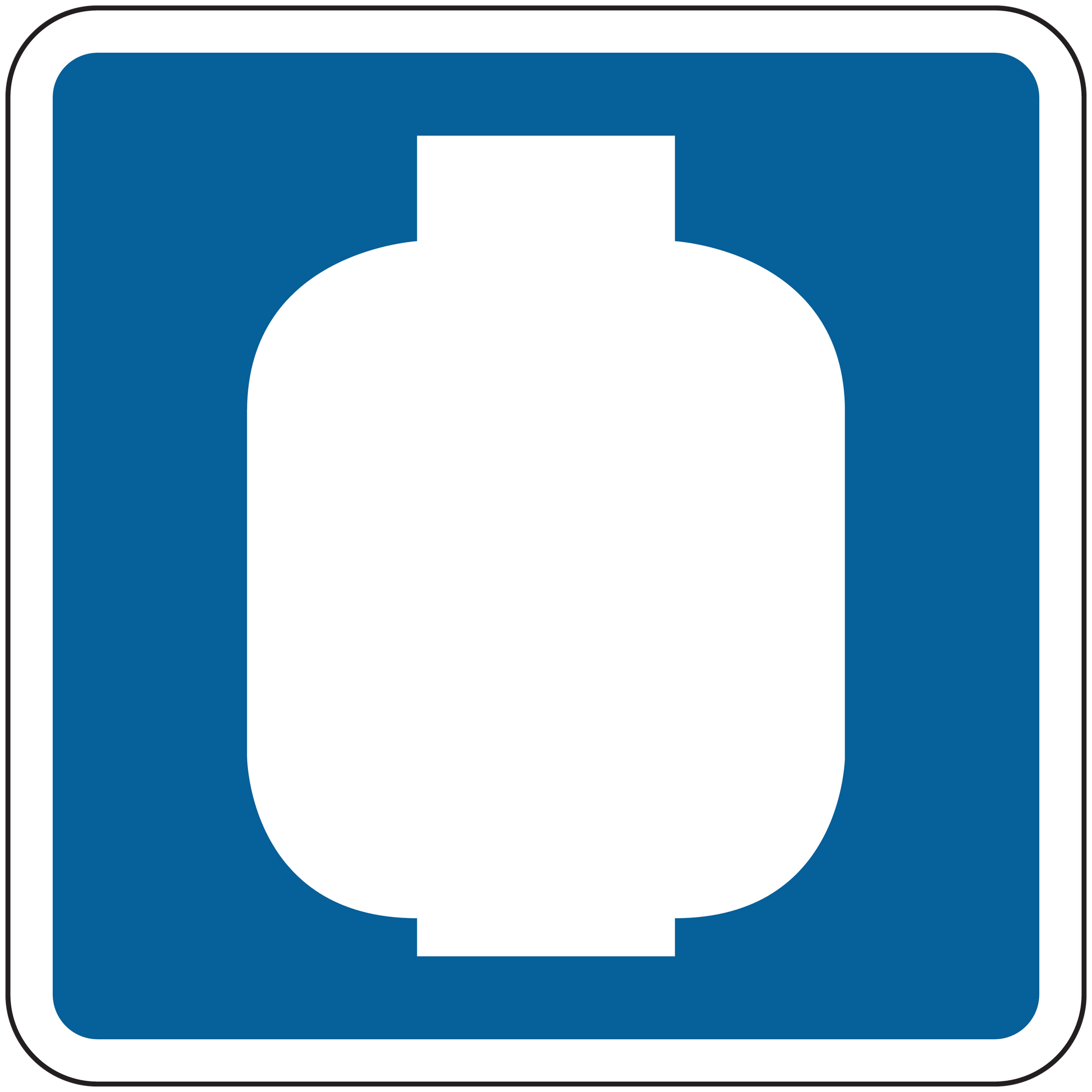 Blue square road sign sticker with white icon