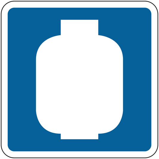 Blue square road sign sticker with white icon