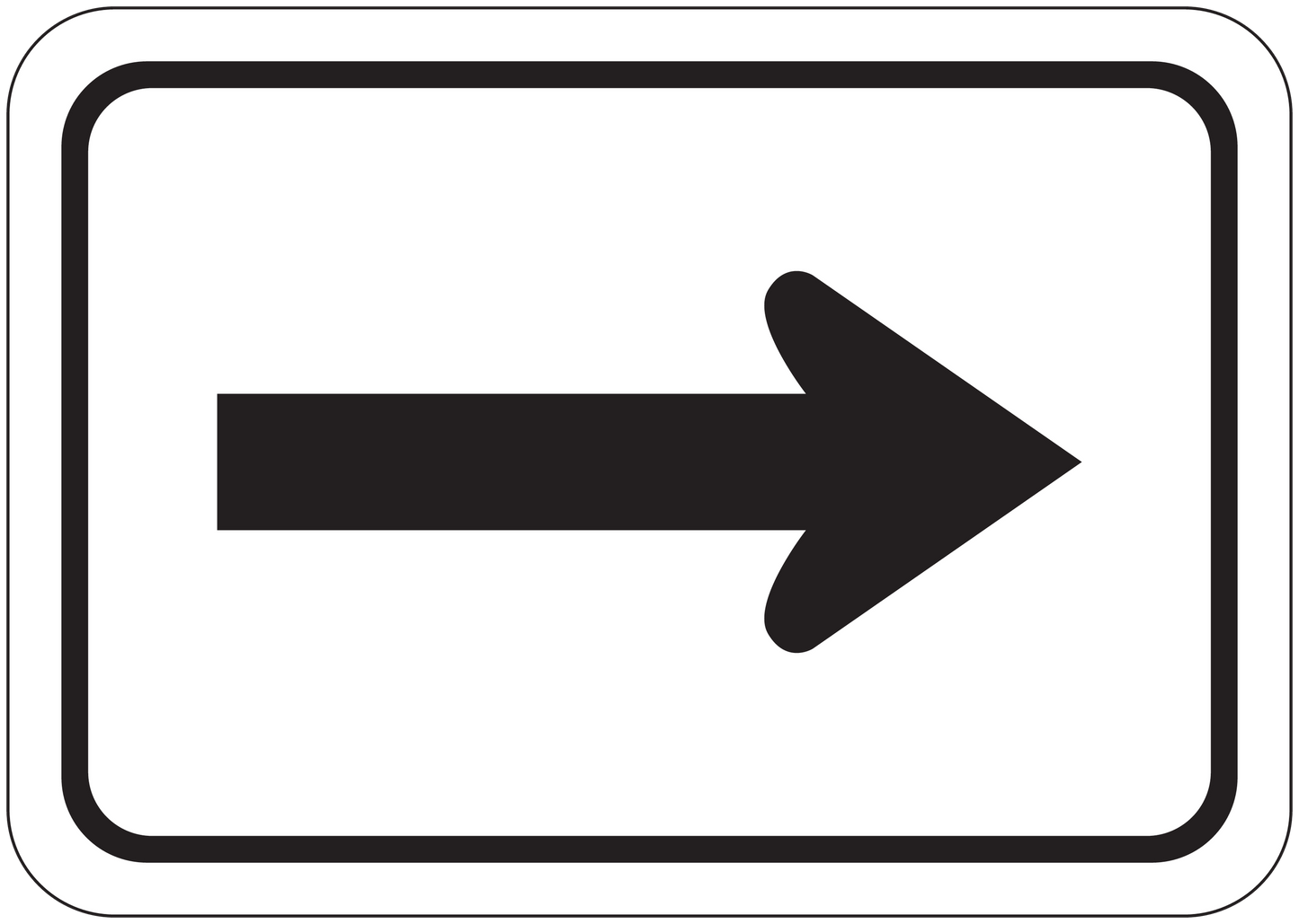 Road sign sticker with black right-pointing arrow on white background, rounded border