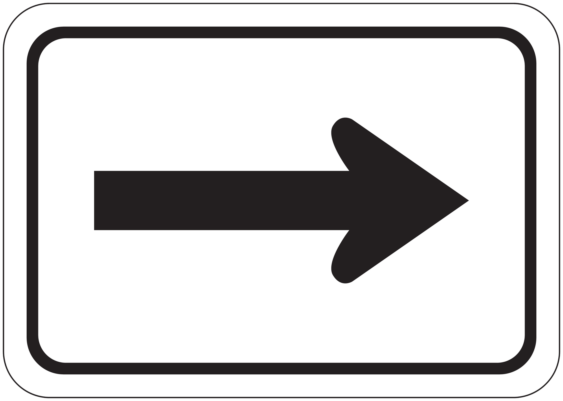 Road sign sticker with black right-pointing arrow on white background, rounded border