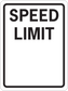 Road sign sticker with SPEED LIMIT text, black border, rounded rectangle shape