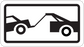 Road sign sticker with black towing truck icon on a white rectangle background