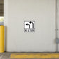No U-turn road sign sticker with black arrows on white square