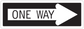 Road sign sticker with white 'ONE WAY' text and right arrow on black background