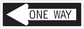One way road sign sticker with left arrow and text on white label