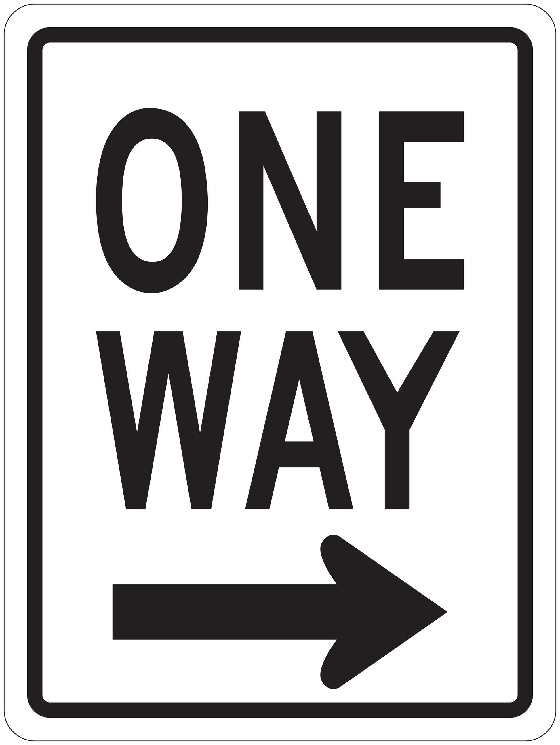 Road sign sticker with "ONE WAY" text and right arrow