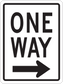 Road sign sticker with "ONE WAY" text and right arrow