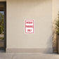 Square road sign sticker with red border reading "PATIENT PARKING ONLY"