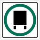 Road sign sticker with green circle and black-and-white graphic on white square