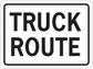 Square road sign sticker with 'TRUCK ROUTE' text in bold black letters