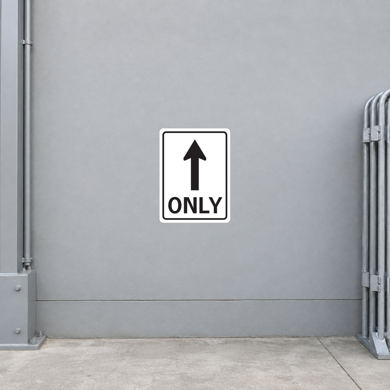 Road Sign Sticker applied to a roadside maintenance facility wall or closed cabinet