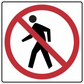Road sign sticker with red no-entry figure symbol on white background