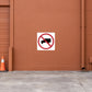 Square road sign sticker with red no-truck symbol on white background