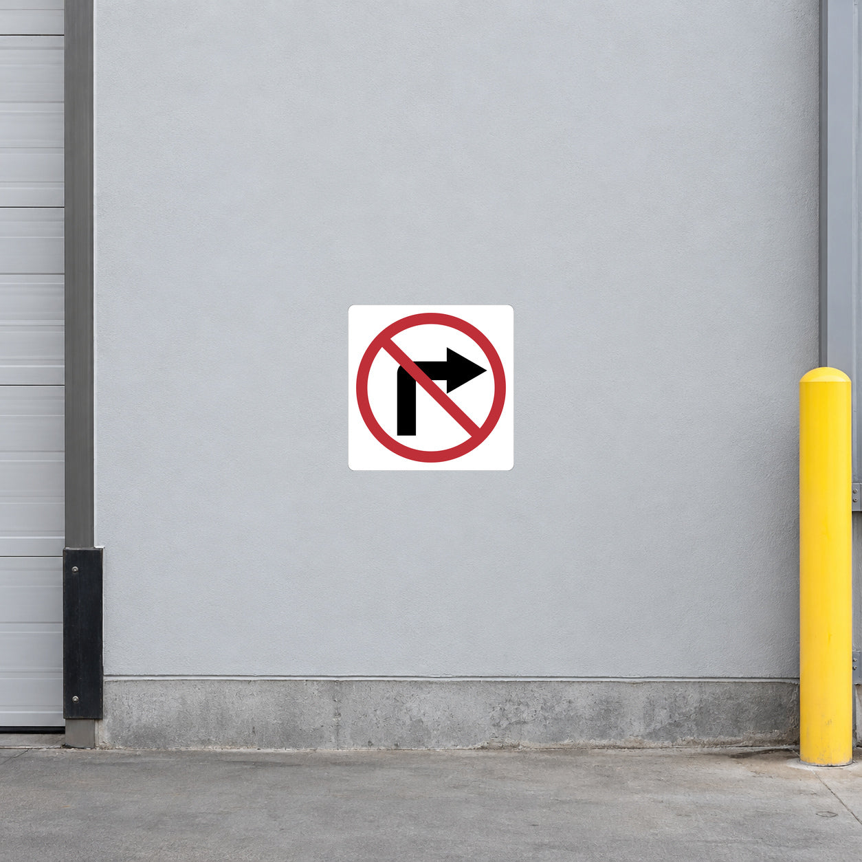 Road Sign Sticker applied to a roadside maintenance facility wall or closed cabinet