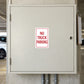 Road sign sticker with red border text 'NO TRUCK PARKING'