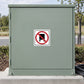 Road sign sticker with red prohibition symbol
