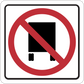 White square road sign sticker with red circle-slash over a black sign icon