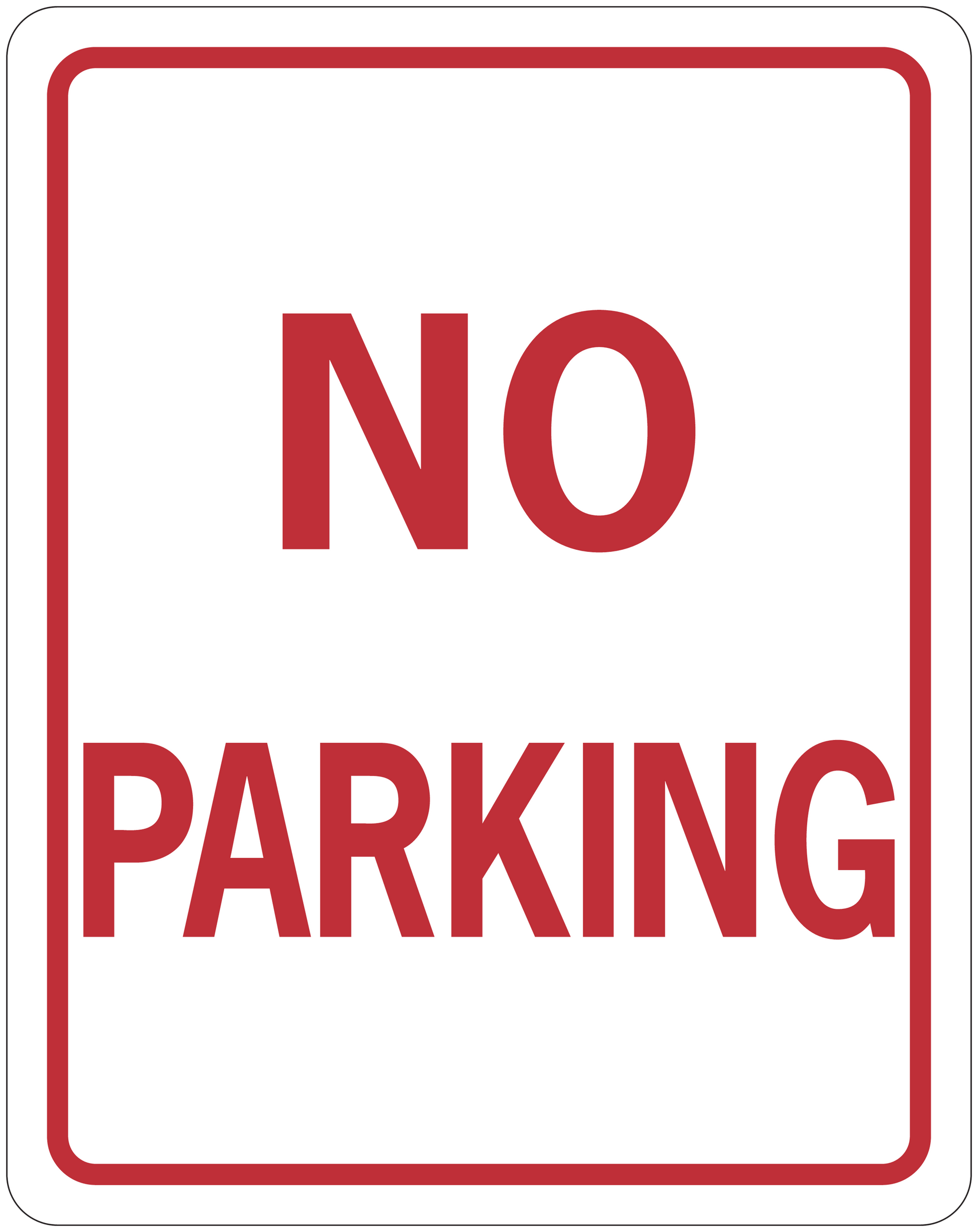 No parking road sign sticker with red border and text