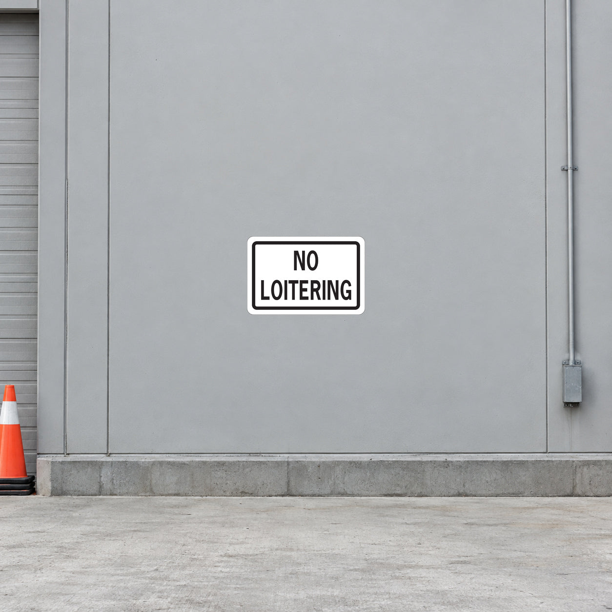 Road Sign Sticker applied to a roadside maintenance facility wall or closed cabinet