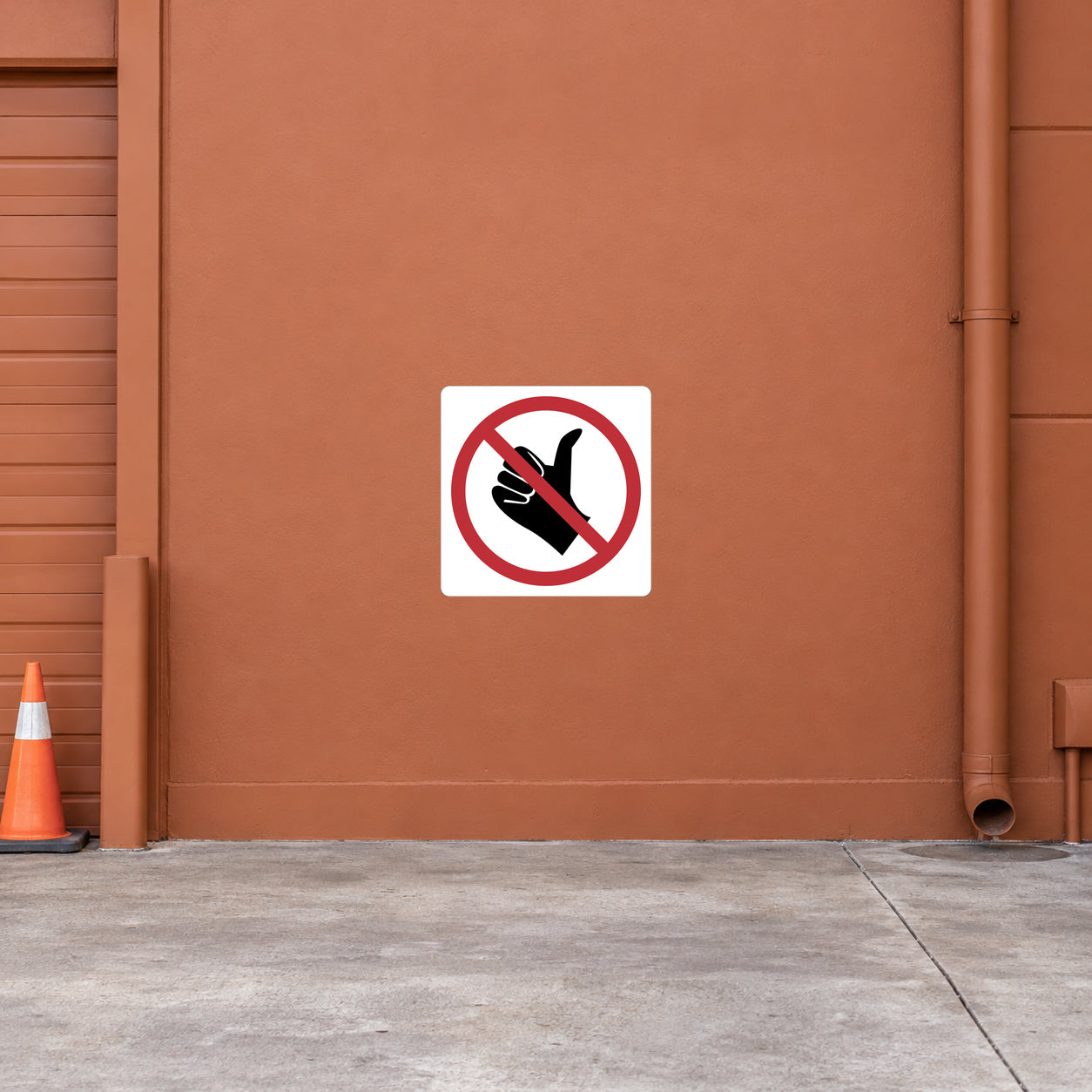 Road Sign Sticker applied to a roadside maintenance facility wall or closed cabinet