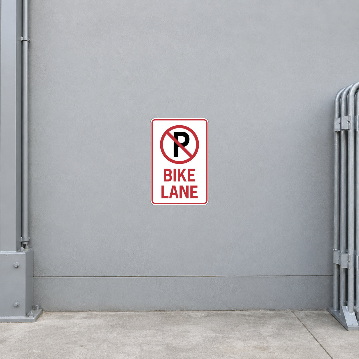 Red bike lane road sign sticker with bike symbol and “BIKE LANE” text