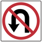 Road sign sticker with red no-entry circle over black downward arrow symbol